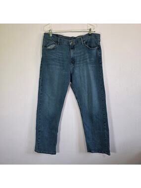 Wrangler Relaxed Fit Jeans Men 38x30 Dark Wash Straight Stretch Denim